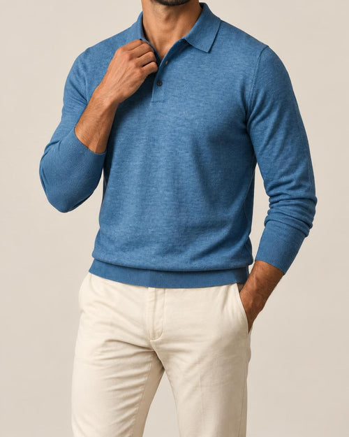 Memphis Wool Polo - Harbor Blue
