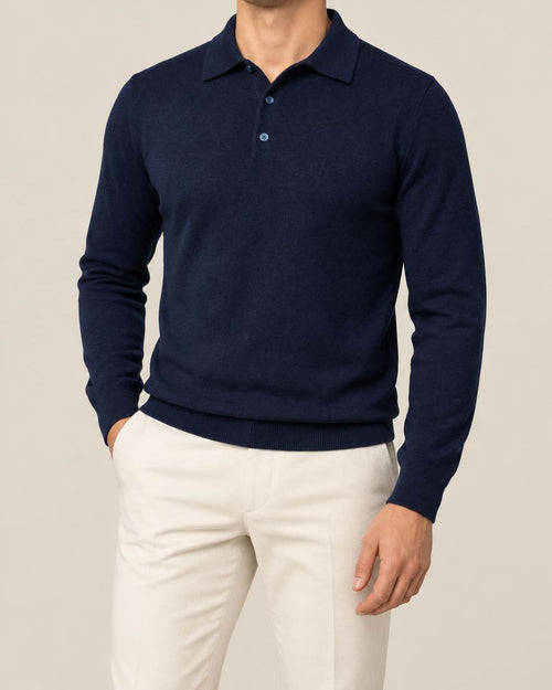 Memphis Wool Polo - Navy Blue
