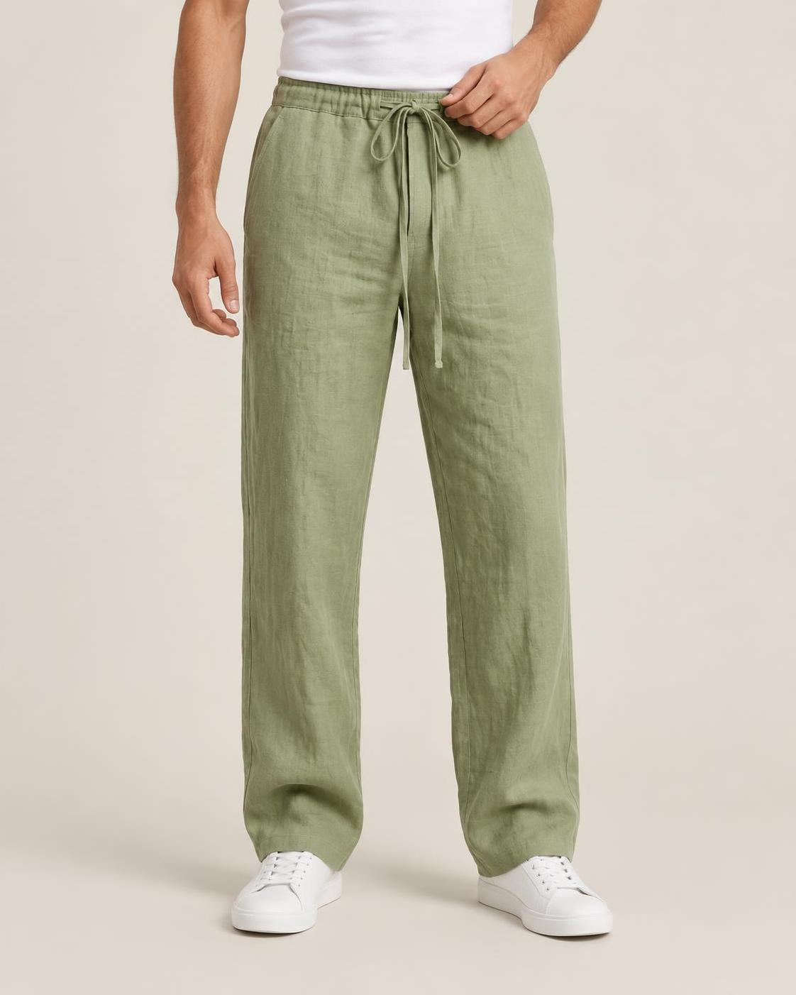 Montauk Linen Pants - Sage Green