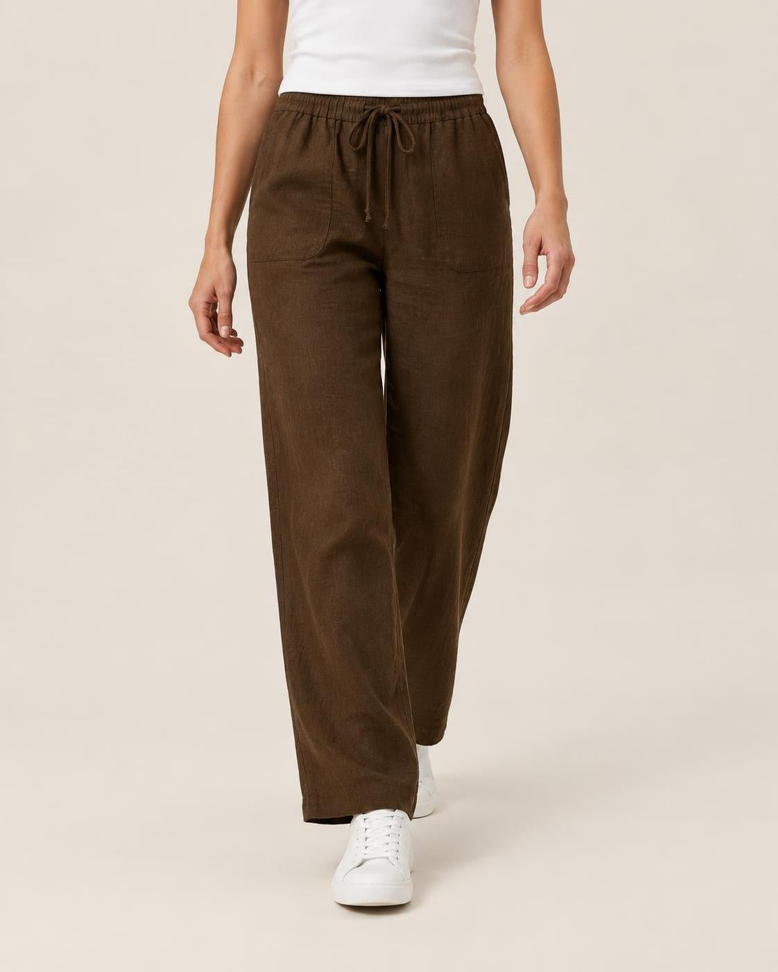 Sausalito Linen Trousers - Chocolate Brown